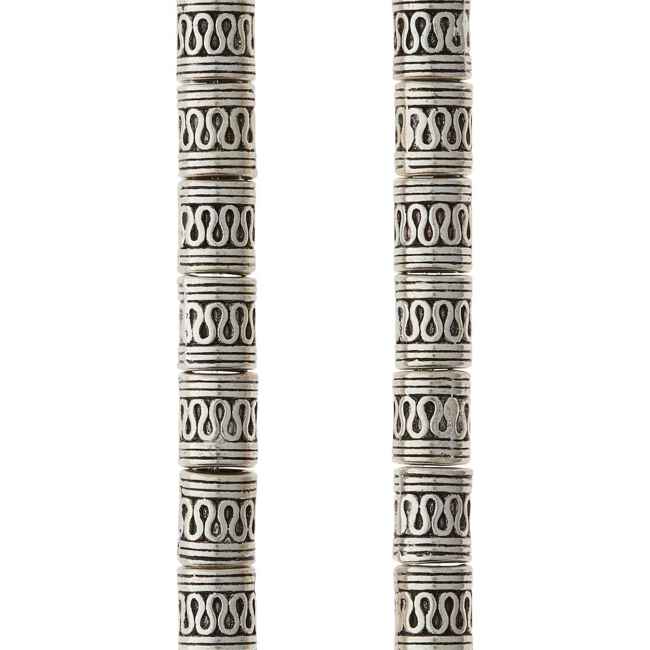 12 Pack: Silver Snake Carved Metal Tube Beads, 9mm by Bead Landing™